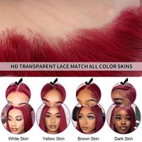 Perruque bordeaux en cheveux humains 99J, Lace Front HD 13x6, cheveux brésiliens vierges rouges lisses, sans colle, pré-épilée, pour femmes noires