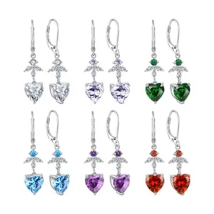 Custom 925 Sterling Silver Luxury Earrings High Quality Heart Cubic Zirconia Fine Jewelry Earrings Wholesale