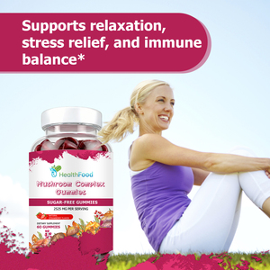 Gummies véganes sans sucre à base de complexe de champignons OEM ODM 2529 MG Ashwagandha pour le soutien cognitif, l'équilibre de l'humeur, la relaxation et le système immunitaire - Product Image 2