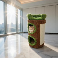 En gros, Grande Tour d'escalade pour chat de luxe classique, pliable, 4+ niveaux, avec griffoir en sisal et niche en écorce naturelle, pour intérieur