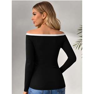 Winter Casual Knitted off Shoulder Sweater Royal <b>Blue</b> <b>Long</b> <b>Sleeve</b> Women's <b>Top</b> - Product Image 3
