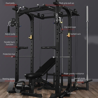 Équipement de musculation professionnel pour la maison, rack à squats en acier, cage de fitness avec câbles, machine Smith multifonction