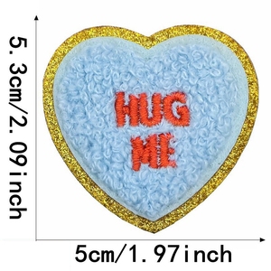 Gros Coeur Chenille Fer sur Patch Câlin Embrasse-moi XOXO Be Mine Or Paillettes Valentine Chenille Patch Applique Patch Brodé - Product Image 6