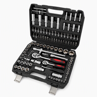 Kit d'outils à main professionnel 108 pièces en acier au carbone noir, embouts Torx 1/2 et 1/4 pouce pour réparation en garage