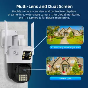 6mp Dubbele Lens Menselijke Bewegingsdetectie Tweeweg Audio Ptz Ip Draadloze Cctv Outdoor 360 Home Security Icsee Wifi Securirty Camera