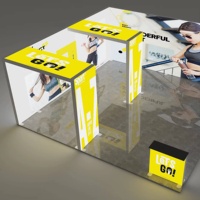 Boîte à lumière LED rétroéclairée en tissu SEG personnalisée, stand d'exposition, affichage rectangulaire, toile de fond pop-up pour salons professionnels, vente en gros