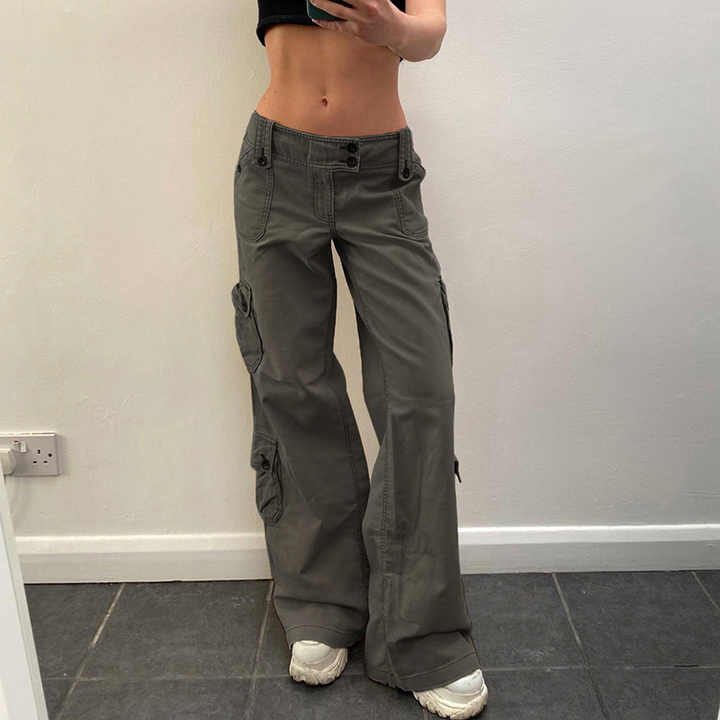 2025 Button Baggy Y2K Cargo Pants Women Low Waist Trousers