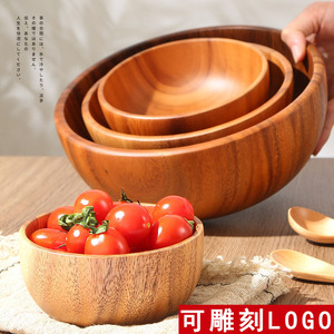 Bol en bois d'acacia de style japonais, bassine en bois, bol à pétrir en bois massif, grand bol à pâte, vaisselle en bois, saladier - Product Image 2
