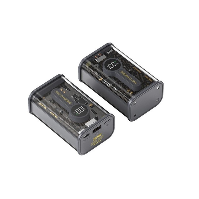 Hot Sale External 10000mah Power Station PD22.5W Power Banks Portable Battery Charger Transparent Mecha Power Bank