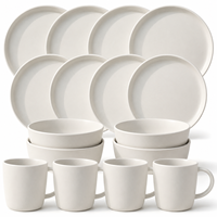 Service de table 4 pièces Guangda en porcelaine mate de luxe, céramique beige et blanche, vaisselle moderne minimaliste, assiettes et bols crème