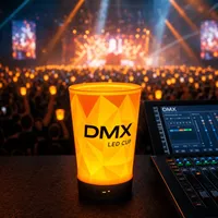 Gobelets LED synchronisés DMX 512, articles lumineux personnalisables avec logo, souvenirs de fête pour événements sportifs 2026, idéaux pour les fans de football et les stades.