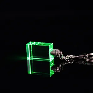 Led Keychain Led Glass Blank Rectangle Crystal Keychain MH-YS0502