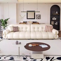 Canapé en cuir luxueux, ensemble de canapés modernes et simples pour salon, ensemble de canapés nuages crème de luxe léger de style français, mobilier