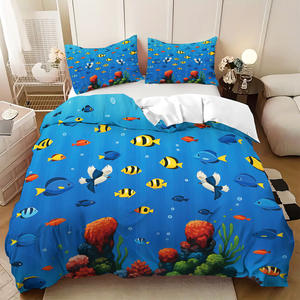 Ensemble <span class=keywords><strong>de</strong></span> literie pour enfants sur le thème <span class=keywords><strong>de</strong></span> l'océan 3 pièces-<span class=keywords><strong>Housse</strong></span> <span class=keywords><strong>de</strong></span> <span class=keywords><strong>couette</strong></span> personnalisable Tortue et <span class=keywords><strong>poisson</strong></span> avec taies d'oreiller Décoration sous-marine - Product Image 6