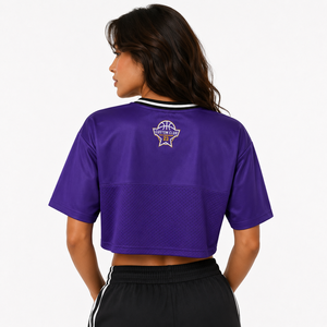 Haut court personnalisé à sequins sans manches et sans col pour femme, style maillot de basket, tenue de supporter pour le jour du match, respirant et confortable, 100% - Product Image 3