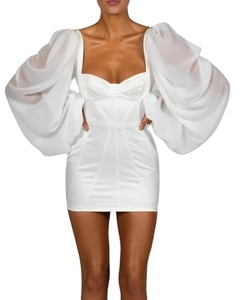 Nuovi Abiti Sexy da Celebrità, Maniche Lunghe Trasparenti, Vestiti Aderenti in Raso, <span class=keywords><strong>Mini</strong></span> Abito Slim - Product Image 1