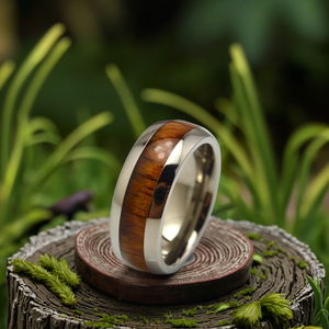 Anillo de Boda de Titanio con Incrustaciones de Madera <span class=keywords><strong>KOA</strong></span>, 100% Libre de Níquel, Joyería de Madera Antialérgica - Product Image 4