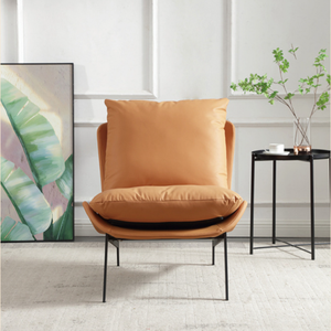 Sillón de Cuero en Oferta, Estructura Metálica, Sillón Acolchado, Sillón Moderno Europeo Económico para Sala de Estar con Reposapiés - Product Image 5