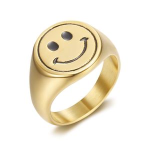 Stainless Steel Smiley Face <b>Ring</b> Gold Silver Unisex <b>Couple</b> Jewelry Gift - Product Image 5