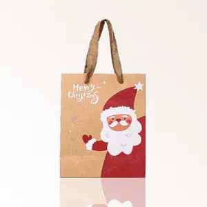 Custom Logo Recyclable Brown Kraft Paper Bag Packaging Christmas Gift Bag With Twisted Paper Handle