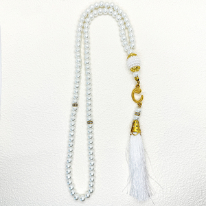 Rosario Islamico Unisex con 99 Perle in Resina, Perle di Vetro Imitazione per Preghiera Musulmana, Pendente con Nappa Islamica, Tasbih Musulmano per Preghiera - Product Image 2