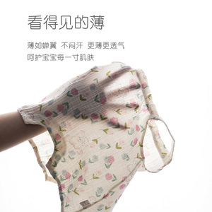 Combinaison pour bébé fille à imprimé floral, en coton gaze, body d'été, tissé fin, une pièce - Product Image 2