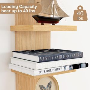 5-Tier sồi và kim loại Kệ tường đơn vị trang trí nổi dọc kệ cho nhà phòng khách gỗ phong cách lưu trữ - Product Image 4