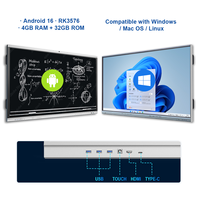 Tableau blanc interactif, écran tactile 4K, tableau intelligent avec écran tactile IR 40 points, caméra et microphones intégrés pour la salle de classe
