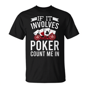 T-shirt de joueur de poker à manches courtes, col rond, unisexe, pour adultes, design sportif, impression sérigraphique - Product Image 3