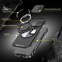 Coque de protection antichoc avec protection d'appareil photo pour iPhone 17 16 15 Pro Max, support de voiture rotatif à 360° avec anneau et fenêtre coulissante