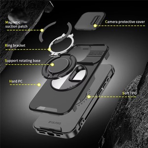 Coque de protection antichoc avec protection d'appareil <span class=keywords><strong>photo</strong></span> pour iPhone 17 16 15 Pro Max, support de voiture rotatif <span class=keywords><strong>à</strong></span> 360° avec anneau et fenêtre coulissante - Product Image 5