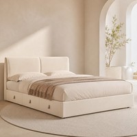 Modernes Plattformbettgestell mit maßgefertigtem Kunstleder für King- und Queen-Size-Betten in Apartment-Schlafzimmern