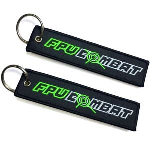 <b>Custom</b> Logo Woven Embroidery Fabric Tag Chain Keychain Motorcycle Car <b>Key</b> Jet Tags - Product Image 3