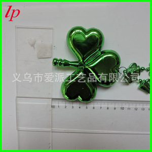 Green Shamrock <b>Beaded</b> Necklace <b>Plastic</b> Party Pendant LPP3020 Unisex Costume Accessory - Product Image 3