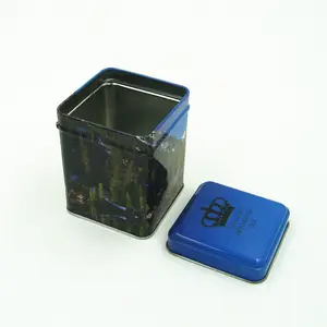 Hinged ढक्कन के साथ वर्ग चाय टिन कर सकते हैं थोक धातु चाय टिन बॉक्स