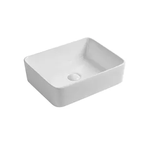 Medyag Bathroom Ceramic Vessel Sink Art Basin Above Counter White Porcelain Ceramic Rectangle Vessel Vanity