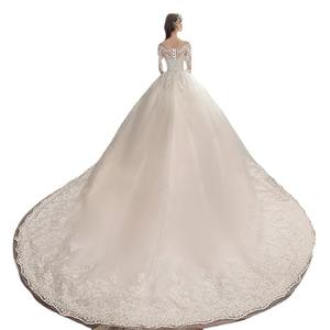 Vestido de Novia Elegante y Lujoso con Apliques de Encaje, Talla Grande, Mangas Largas, Cola Larga, Vestidos de Novia - Product Image 4