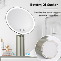 Miroir de maquillage éclairé rechargeable avec table de couleurs personnalisée, miroir de maquillage rond à LED avec lumière