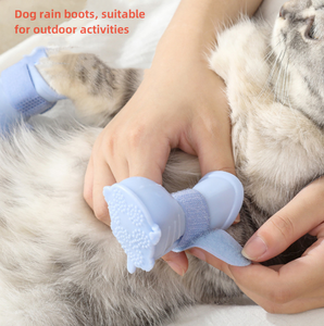 Bottes de pluie antidérapantes de luxe pour petits et moyens chiens, motif uni, chaussures d'extérieur pour chiens avec design cheville, accessoires pour animaux de compagnie - Product Image 2