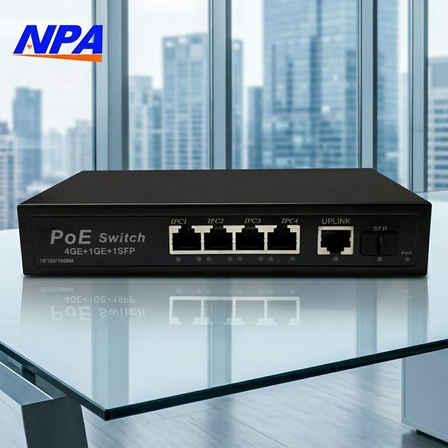 ANPA AI PoE Ethernet Switch 6 Port Gigabit 6KV Lightning 4GE+1GE+1SFP RJ45 Watchdog 12Gbps 60W QoS IP Camera CCTV
