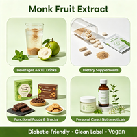 Monk Fruit Extract Poeder Mogroside V 25%~95% Biologisch Kosher Halal Caloriearm Natuurlijke Zoetstof Luo Han Guo Extract Bulk