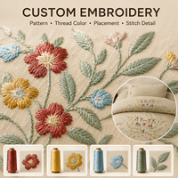Ensemble de literie brodé sur mesure OEM ODM, housse de couette de luxe, drap, taie d'oreiller, design de logo personnalisé, ensemble de literie pour hôtel et maison