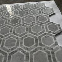 Mosaïque murale en marbre naturel, carrelage de sol de salle de bain, marbre naturel beige, mosaïque hexagonale en pierre pour crédence de cuisine