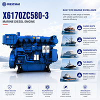 Mesin Diesel Kelautan SCDC WEICHAI Seri 6170 X6170ZC580-3 6 Silinder 1350rpm Turbocharged untuk Proyek Pembuatan Kapal