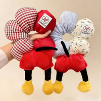 Mignonnes pinces à cheveux en peluche de souris Kawaii avec fleur, élastiques à pois et à carreaux, accessoires de mode pour cheveux