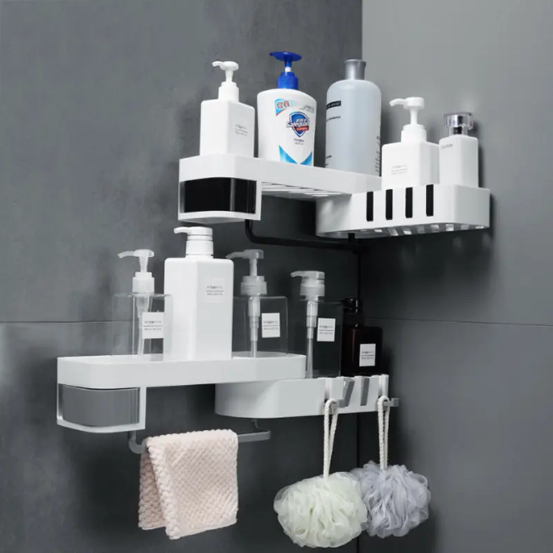 Multifunctional Bathroom Corner Storage Shelf Rack Kitchen Holder Wall Mounted Shower Organizer Wall Holder