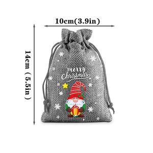 Sac en toile de jute de Noël 10x14cm, sac en lin durable, logo personnalisable, pochette en jute, à utiliser pour les bonbons de Noël, les jouets, l'emballage de cadeaux - Product Image 2