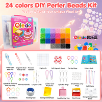Kit de perles Perler DIY 24/48/72/96/120 couleurs 2,6 mm avec accessoires complets, jouet artisanal pour enfants, perles à fusionner au fer pour pixel art