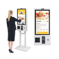 Kiosque de paiement interactif numérique BOLAN avec écran LCD 23,6 pouces (1920x1080), verre trempé métallique, support de bureau, compatible SDK