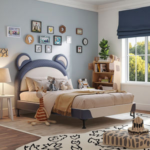 เตียงเด็กทรงบ้านเจ้าหญิง ตูเฉิน ทำจากไม้เนื้อแข็ง ปลอดสารพิษ เป็นมิตรกับสิ่งแวดล้อม พร้อมเบาะผ้าหุ้ม และเฟอร์นิเจอร์ห้องนอนเด็ก - Product Image 5